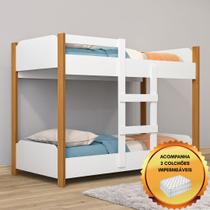 Beliche Infantil com Escada e Grade Proteção Lateral 100% MDF Incluso 2 Dois Colchões 150x70cm Beliche Infantil com Escada e Grade Proteção Lateral 100% MDF Incluso 2 Dois Colchões 150x70cm