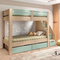 Beliche Infantil/Juvenil 2 Gavetões Escada com 4 Gavetas Star Plus Casatema MadeiraOriginals Marrom/ Beliche Infantil/Juvenil 2 Gavetões Escada com 4 Gavetas Star Plus Casatema MadeiraOriginals Marrom/