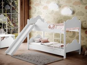 Beliche Infantil Marina Branco com 2 Luminárias, Escorregador e Colchão - Divaloto Beliche Infantil Marina Branco com 2 Luminárias, Escorregador e Colchão - Divaloto