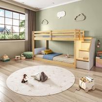 Beliche Infantil Montessoriana com Escada Lateral Garden Casatema Branco/Natural