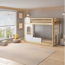 Beliche Infantil Montessoriana com LED e Janela New Garden Casatema MadeiraOriginals Marrom/Branco Beliche Infantil Montessoriana com LED e Janela New Garden Casatema MadeiraOriginals Marrom/Branco