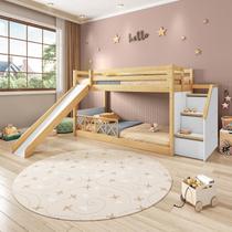 Beliche Infantil Montessoriana Garden com Escada Lateral Grade Proteção I Escorregador e Grade X Dupla Casatema