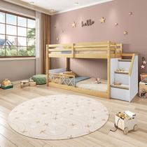 Beliche Infantil Montessoriana Garden com Escada Lateral Proteção Travessas e Grade X Dupla Casatema