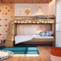 Beliche Infantil Para Quarto Com Escadas e Estante 143 cm