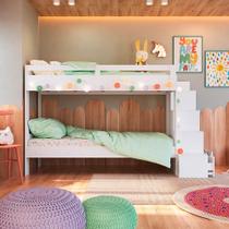 Beliche Infantil Para Quarto Com Escadas e Estante 143 cm