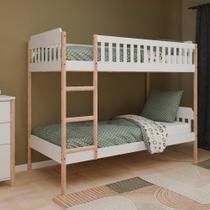 Beliche Infantil Solteiro Arredus em Madeira Maciça / MDF Branco/Natural Beliche Infantil Solteiro Arredus em Madeira Maciça / MDF Branco/Natural