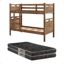 Beliche Jaspe 100% MDF de Suporta até 100 Kg cada Cama, Vira Duas Camas para Mais Conforto + 2 Colchões Celiflex Inclusos