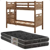 Beliche Jaspe Versátil Castanho Vira 2 Camas + 2 Colchão Solteiro - Estrado 100% Madeira Fenix