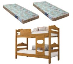 Beliche Kenia Naturale Vira 2 Camas Solteiro Super Reforçada + 2 Colchões D23 Inclusos - Extrado Madeira