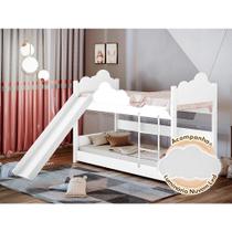 Beliche Luxo Solteiro Erika Nuvem com Escorregador Branco + Luminária Led Beliche Luxo Solteiro Erika Nuvem com Escorregador Branco + Luminária Led