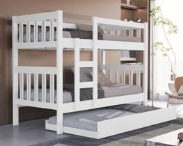 Beliche MDF Com Auxiliar Vira Cama Capri Branca Estilo Classico Atemporal Quarto de Criança Ou Adulto Beliche MDF Com Auxiliar Vira Cama Capri Branca Estilo Classico Atemporal Quarto de Criança Ou Adulto