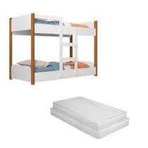Beliche Mini Cama Infantil Incluso Colchões Ortobom 100% MDF Com Escada Proteção Lateral