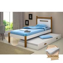 Beliche Montessoriana Infantil Eloa Solteiro com Colchões Divaloto - Branca e Amêndoa Beliche Montessoriana Infantil Eloa Solteiro com Colchões Divaloto - Branca e Amêndoa