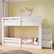Beliche Montessoriano Star Plus com Grade e Escada Casatema MadeiraOriginals Branco Beliche Montessoriano Star Plus com Grade e Escada Casatema MadeiraOriginals Branco