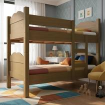 Beliche Multifuncional Premium Que Vira 2 Camas Madrid com Grades de Proteção - Amêndoa com 2 Colchõ Beliche Multifuncional Premium Que Vira 2 Camas Madrid com Grades de Proteção - Amêndoa com 2 Colchõ