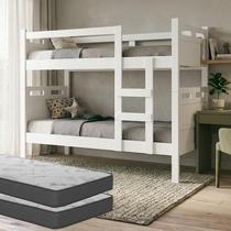 Beliche ou 2 Camas Solteiro com 02 Colchões Confortáveis Estrutura Reforçada Grade de Segurança Total