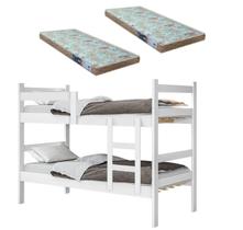 Beliche Porto Gabrielli 100% Mdf Com Escada Branco - Vira 2 Camas Solteiro + 2 Colchão Solteiro