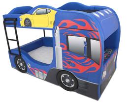 Beliche Prime infantil estofada com rodas embutidas - cor azul - Cama Carro do Brasil