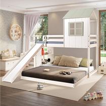 Beliche Queen Montessoriano Cabana Family com Escorregador e Estante Casatema Branco/Verde