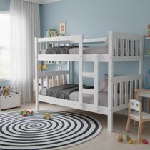 Beliche Reforçada MDF Com Grade e Escada Fixa Capri Branca Estilo Retrô Para Pousada