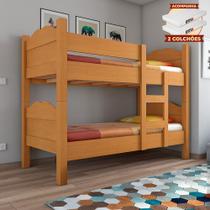 Beliche Reforçada Multifuncional Que Vira 2 Camas Madrid Grades de Proteção - Nature com 2 Colchões