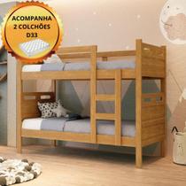 Beliche Solteiro 100% MDF Com Dois Colchões D33 Super Reforçada Estrado De Madeira