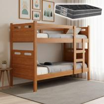Beliche Solteiro 100% MDF Reforçada Que Vira 2 Camas Com 2 Colchões D20 Premium Super Conforto - Legno