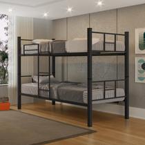 Beliche Solteiro Aço Vira 2 Camas Aço Com Escada Lateral