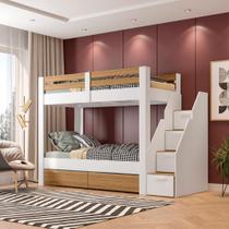 Beliche Solteiro Adulto com 2 Gavetões e 4 Nichos Star Plus Casatema Branco/Amadeirado Beliche Solteiro Adulto com 2 Gavetões e 4 Nichos Star Plus Casatema Branco/Amadeirado