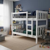 Beliche Solteiro Branca Estilo Moderna Com Escada Fixa MDF