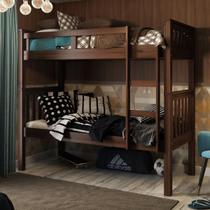 Beliche Solteiro Castanho Escuro 100% Madeira Pinus c/ Escada Lateral - Saraiva Beliche Solteiro Castanho Escuro 100% Madeira Pinus c/ Escada Lateral - Saraiva