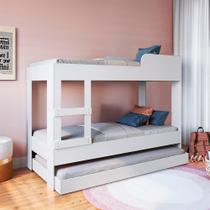 Beliche Solteiro Com Cama Auxiliar Branco Yuma Art In Móveis