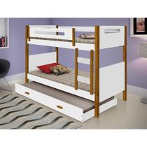 Beliche Solteiro com Cama Auxiliar Montessoriana Heloisa - Branca e Mel