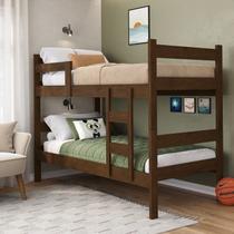 Beliche Solteiro com Escada e Proteção Antiquedas 100% MDF Prisma Plus Amadeirado Marrom - J&A Móveis Beliche Solteiro com Escada e Proteção Antiquedas 100% MDF Prisma Plus Amadeirado Marrom - J&A Móveis