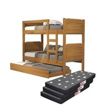 Beliche Solteiro com Escada Proteção Lateram Cama Auxiliar Acompanha 3 Colchões D20