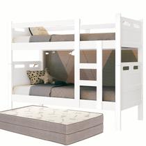 Beliche Solteiro Compacta Com Escada Lateral Segura Vira Duas Camas Com 2 Colchões D33