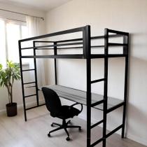 Beliche solteiro em aço com escrivaninha de mdf estrutura reforçada be04 Beliche solteiro em aço com escrivaninha de mdf estrutura reforçada be04