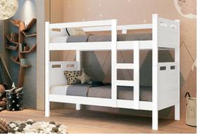 Beliche Solteiro em MDF com Guarda Corpo Escada Reforçada Transforma em 2 Camas Solteiro 188x88 Cor:Branco Beliche Solteiro em MDF com Guarda Corpo Escada Reforçada Transforma em 2 Camas Solteiro 188x88 Cor:Branco