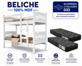 Beliche Solteiro Esmeralda MDF Com 2 Colchões D23 Guarda Corpo Escada Central Converte em 2 Camas Beliche Solteiro Esmeralda MDF Com 2 Colchões D23 Guarda Corpo Escada Central Converte em 2 Camas