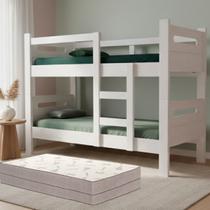 Beliche Solteiro Estrutura MDF Reforçada Vira Duas Camas Com 2 Colchões D33 Confortáveis