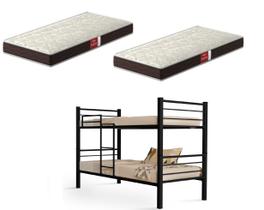 Beliche Solteiro Ferro Aço Cristal Vira 2 Camas grade Proteção e Escada 2 Colchões D23 Pelmex Preto Beliche Solteiro Ferro Aço Cristal Vira 2 Camas grade Proteção e Escada 2 Colchões D23 Pelmex Preto