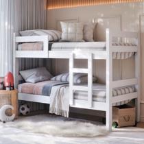 Beliche Solteiro Ibiza em Madeira Vira 2 Camas Beliche Infantil Moderna Resistente para Quarto Pequeno Otimiza Espaço Estrutura Reforçada Cor Nature