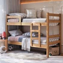 Beliche Solteiro Ibiza em Madeira Vira 2 Camas Beliche Infantil Moderna Resistente para Quarto Pequeno Otimiza Espaço Estrutura Reforçada Cor Nature