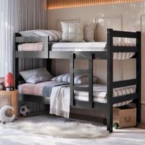 Beliche Solteiro Ibiza em Madeira Vira 2 Camas Beliche Infantil Moderna Resistente para Quarto Pequeno Otimiza Espaço Estrutura Reforçada Cor Nature