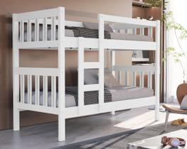 beliche solteiro / infantil com escada e grade fixa madeira mdf branca design moderno