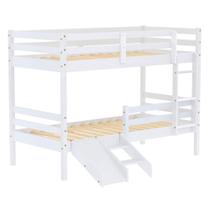 Beliche Solteiro Infantil Eco e Mini Escada/Escorregador Madeira Maciça Branco Mobilistore
