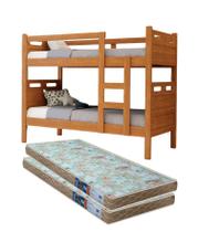 beliche solteiro jaspe mdf que vira duas cama Nature com 2 colchao D23