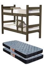 Beliche Solteiro Leticia Mdf estrado de madeira Para Quarto Pousada Compacto Com 2 Colchão D20 Incluso 88x188cm Top Beliche Solteiro Leticia Mdf estrado de madeira Para Quarto Pousada Compacto Com 2 Colchão D20 Incluso 88x188cm Top