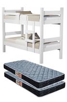 Beliche Solteiro Leticia Mdf Para Quarto Pousada Compacto Com 2 Colchão Incluso 88x188cm Top