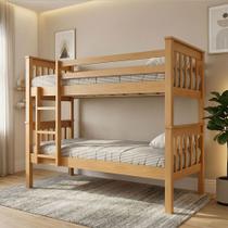 Beliche Solteiro Madeira Maciça Com Grade e Escada Genebra B07 Mel - Lyam Decor